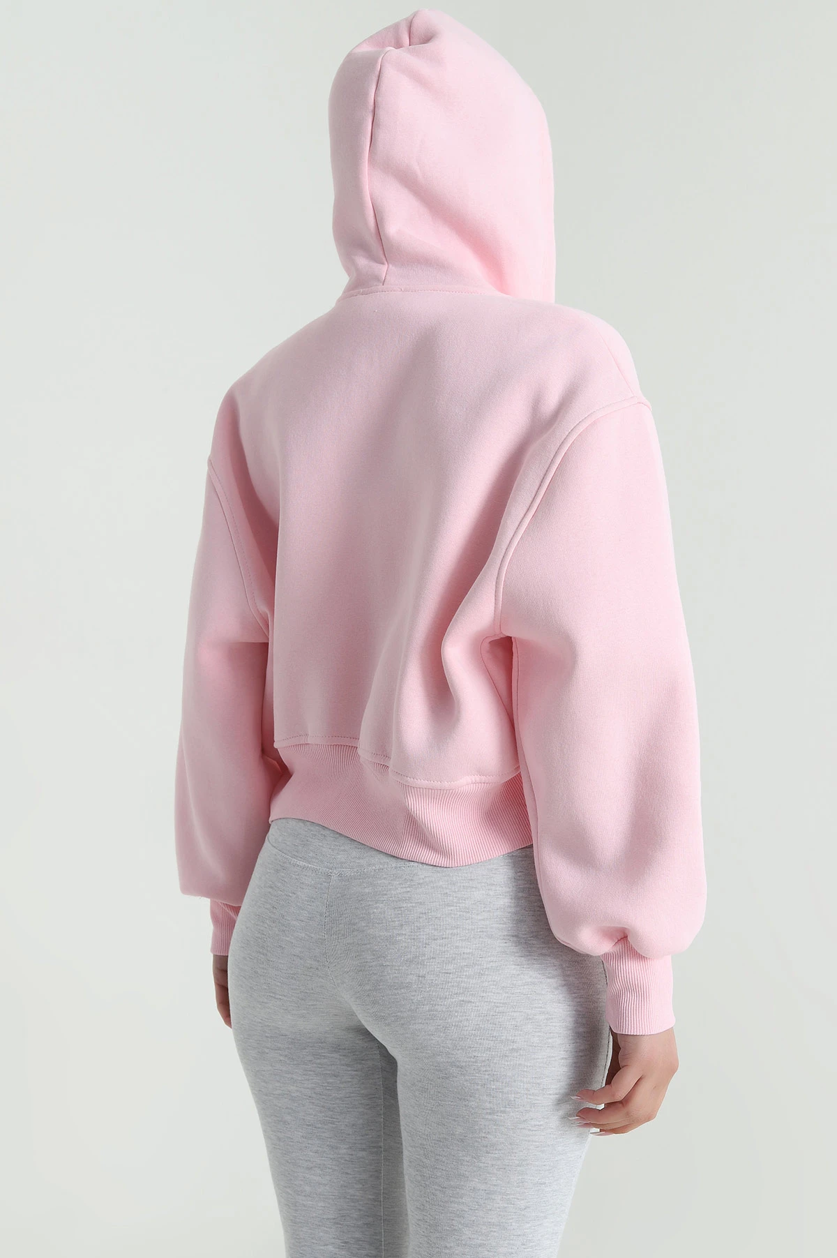 Pembe Fermuarlı Şardonlu Üç İp Kadın Sweat 485041