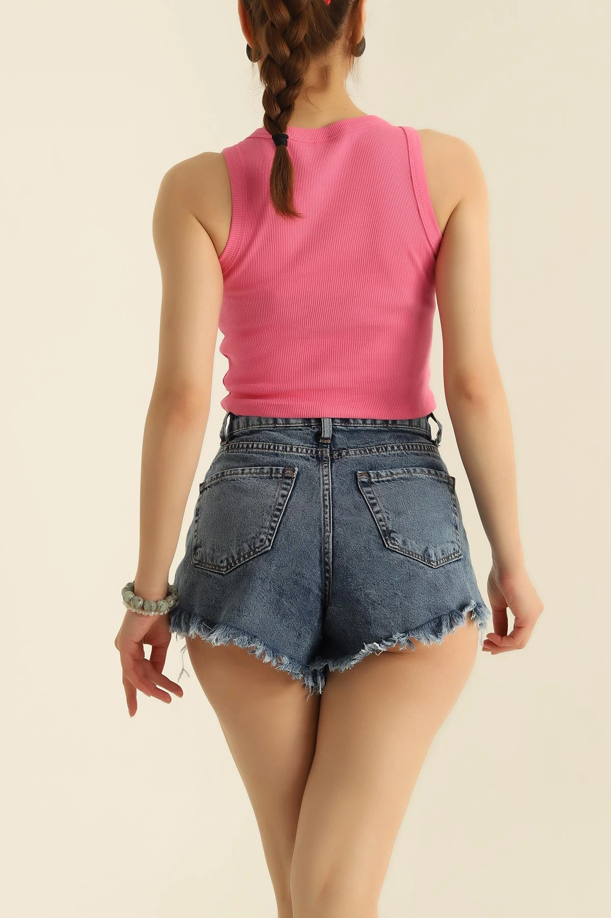 Pembe Fitilli Likralı Kadın Atlet 282754