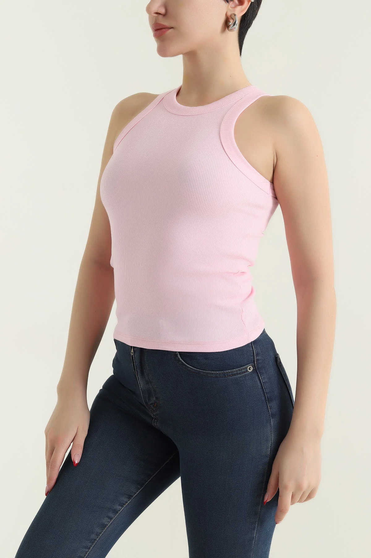 Pembe Fitilli Likralı Kadın Atlet 432171