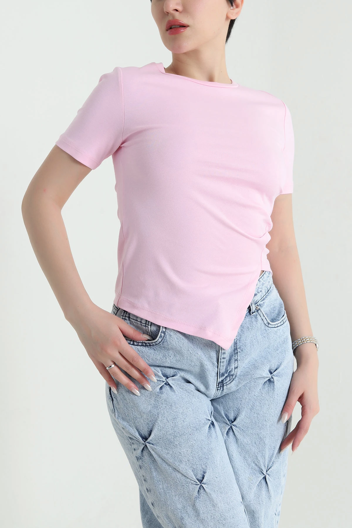 Pembe Fitilli Tasarım Kadın Bluz 449672