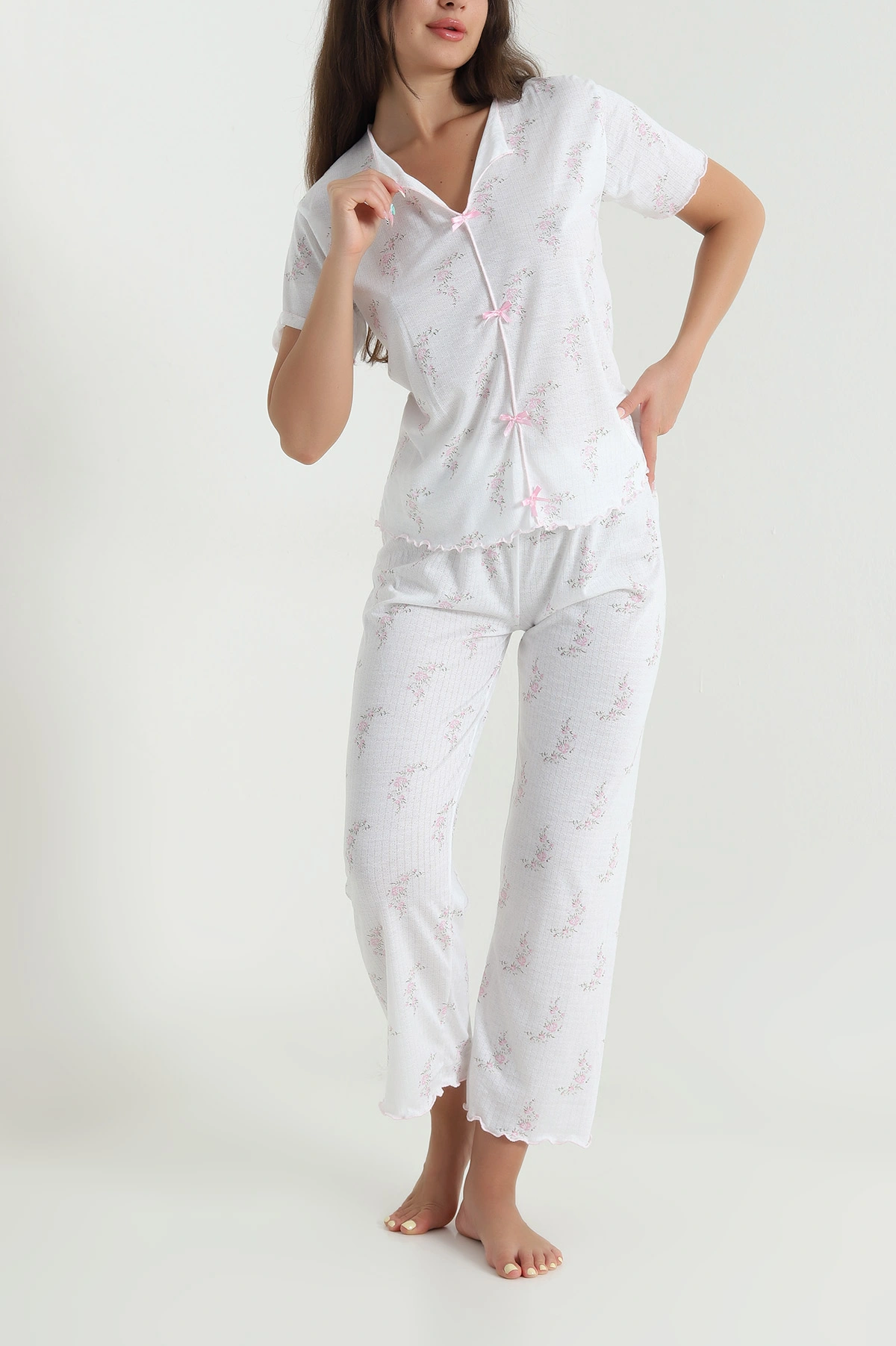 Pembe Fiyonk Detay Kadın Pijama Takımı 467257