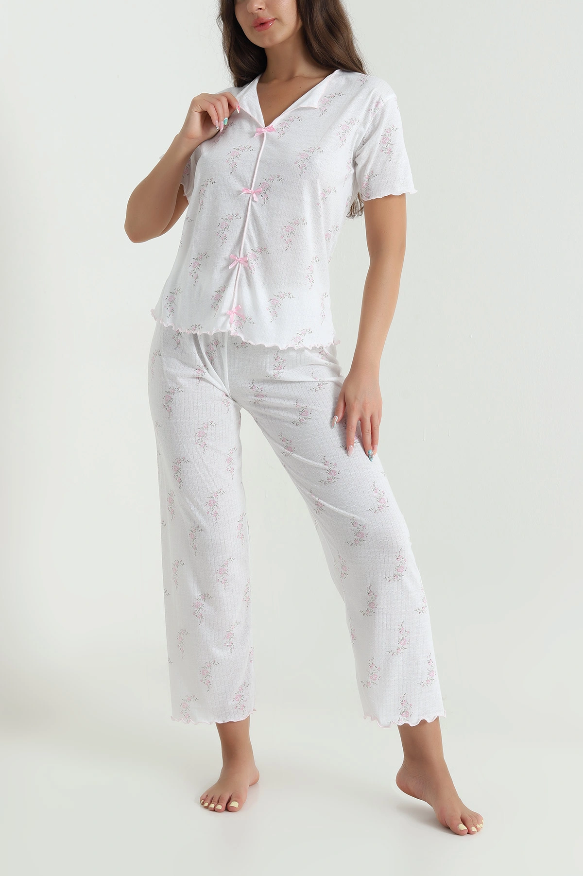 Pembe Fiyonk Detay Kadın Pijama Takımı 467257