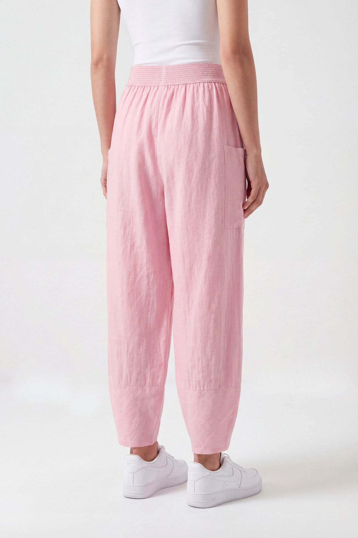 Pembe Flam Keten Kadın Pantolon 450808