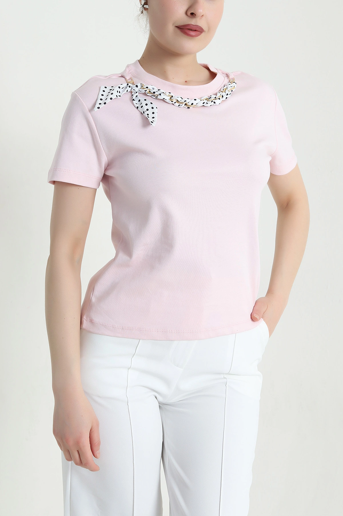 Pembe Fuarlı Tasarım Kadın Bluz 453159