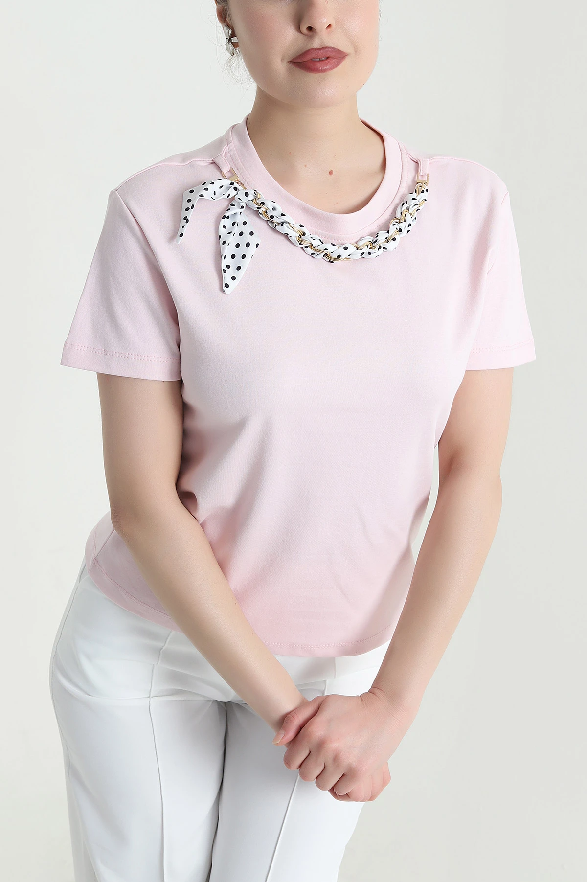 Pembe Fuarlı Tasarım Kadın Bluz 453159