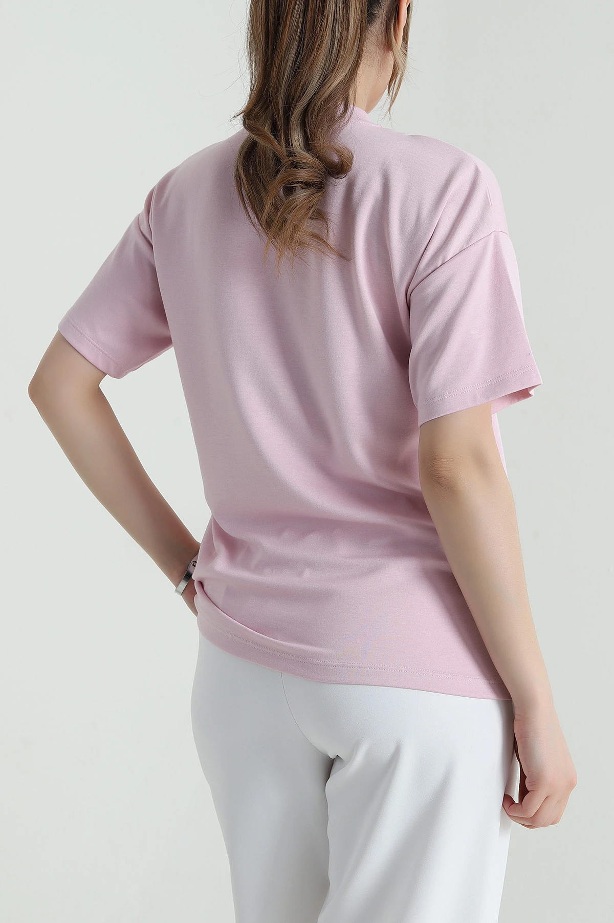 Pembe Fularlı Modal Kadın Tişört 458984