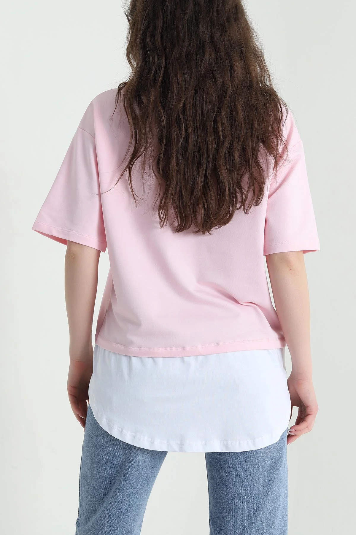 Pembe Garnili İki İp Kadın Tişört 451341