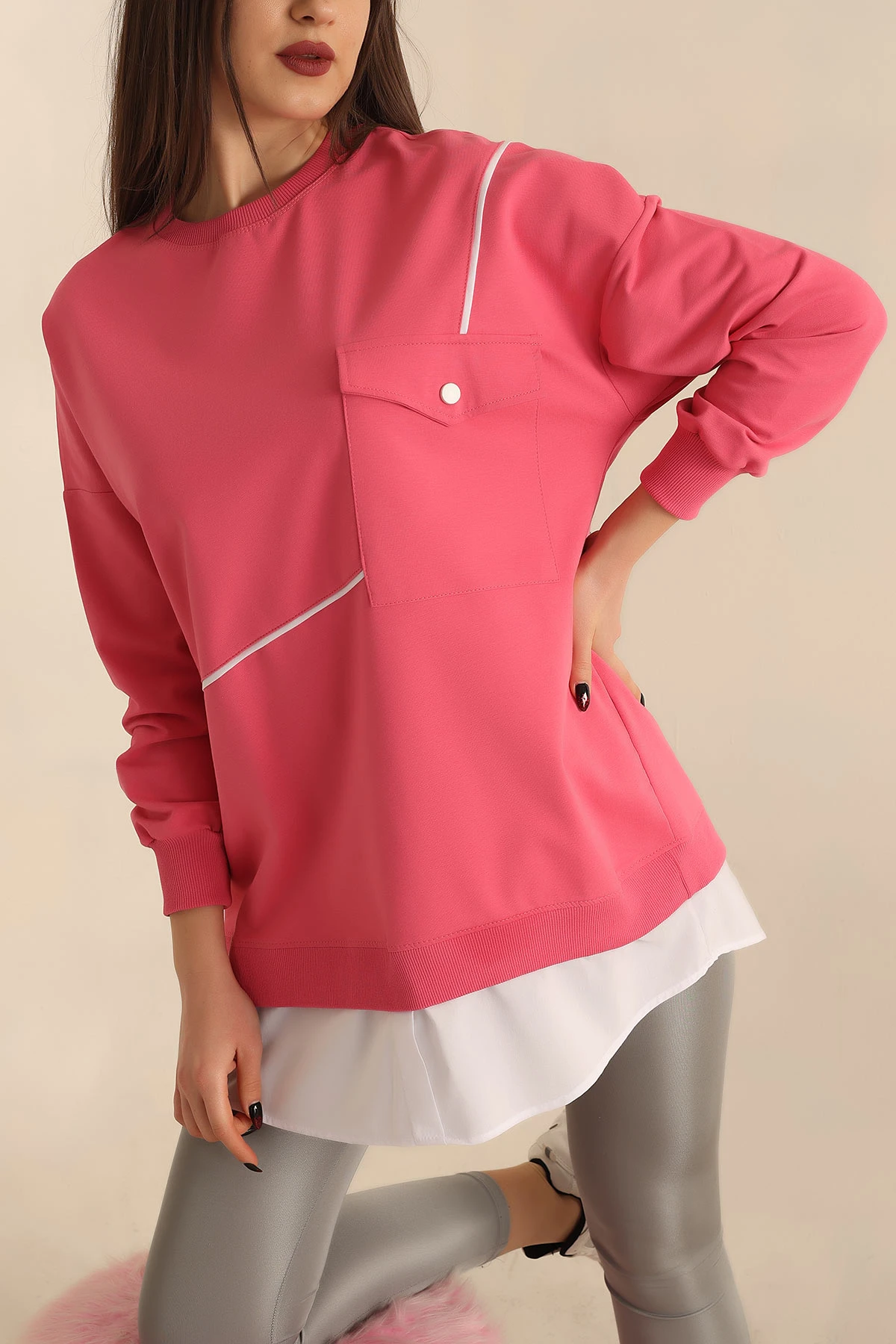 Pembe Garnili Yeni Sezon İki İp Tunik 245357