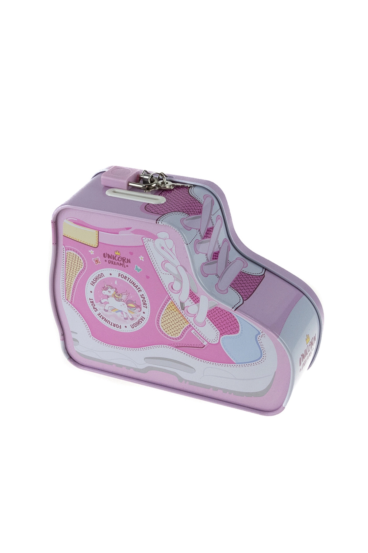 Pembe Giftzen Ayakkabı Temalı Saatli Kilitli Metal Kumbara 458921