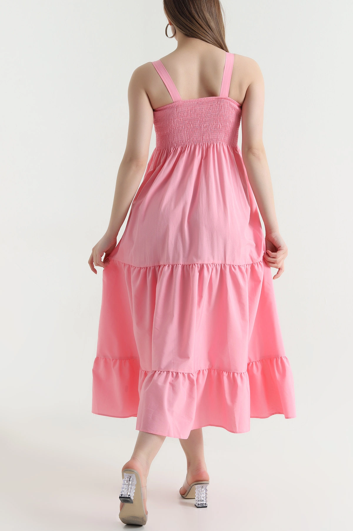 Pembe Gipeli Dokuma Kadın Elbise 439820