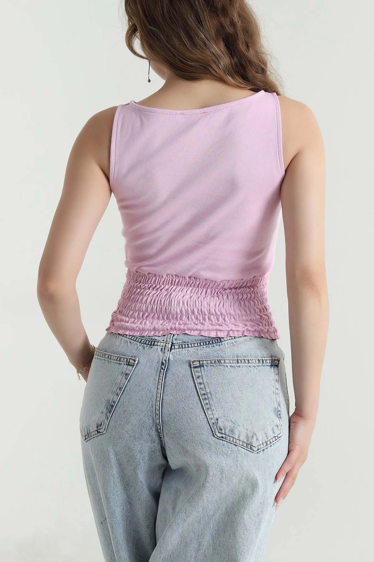 Pembe Gipeli Kolsuz Kadın Bluz 479757