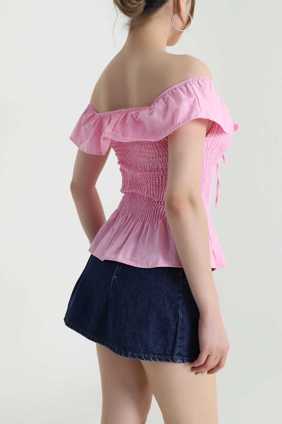 Pembe Gipeli Poplin Kadın Bluz 473562