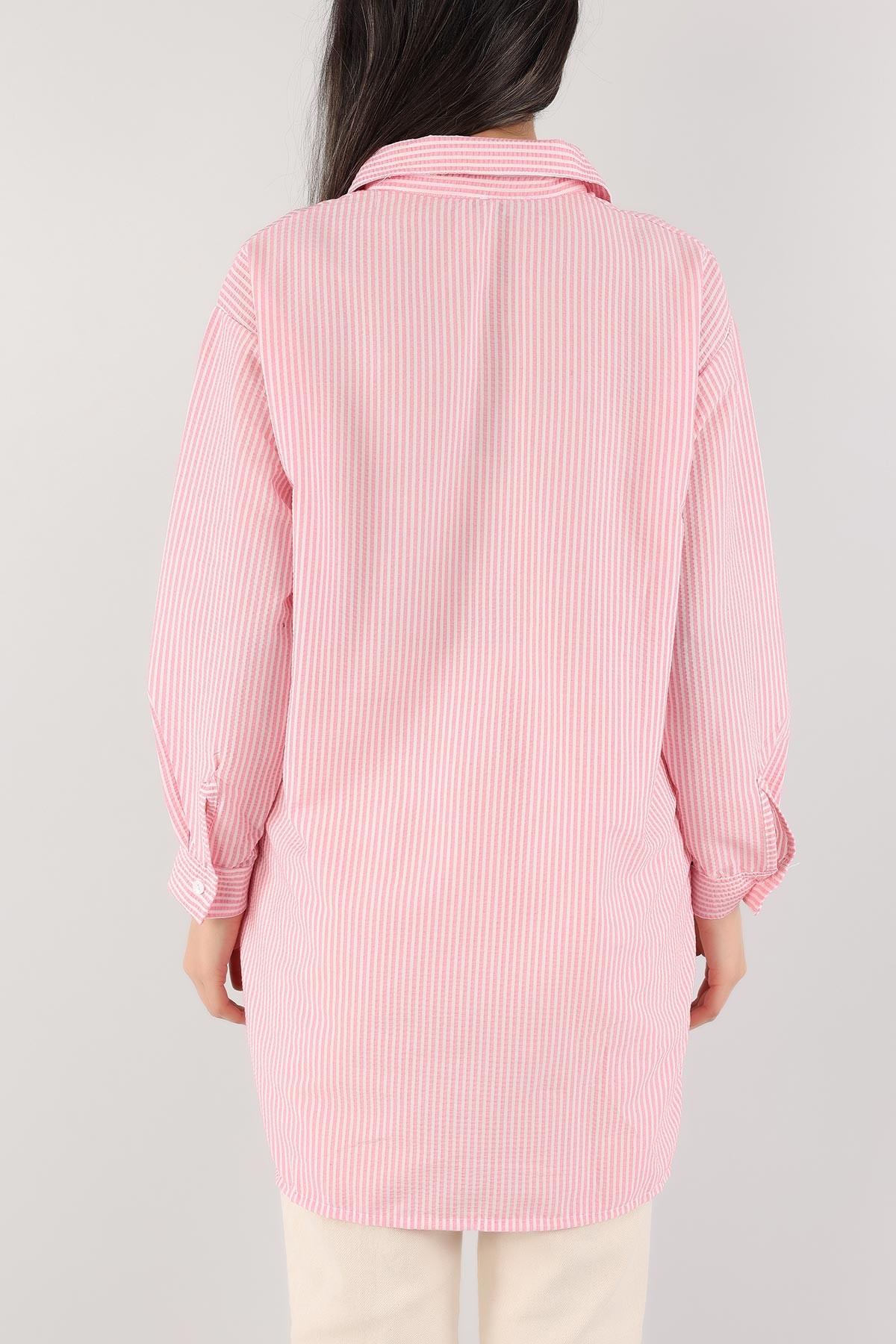 Pembe Gofre Kumaş Gömlek Tunik 171516