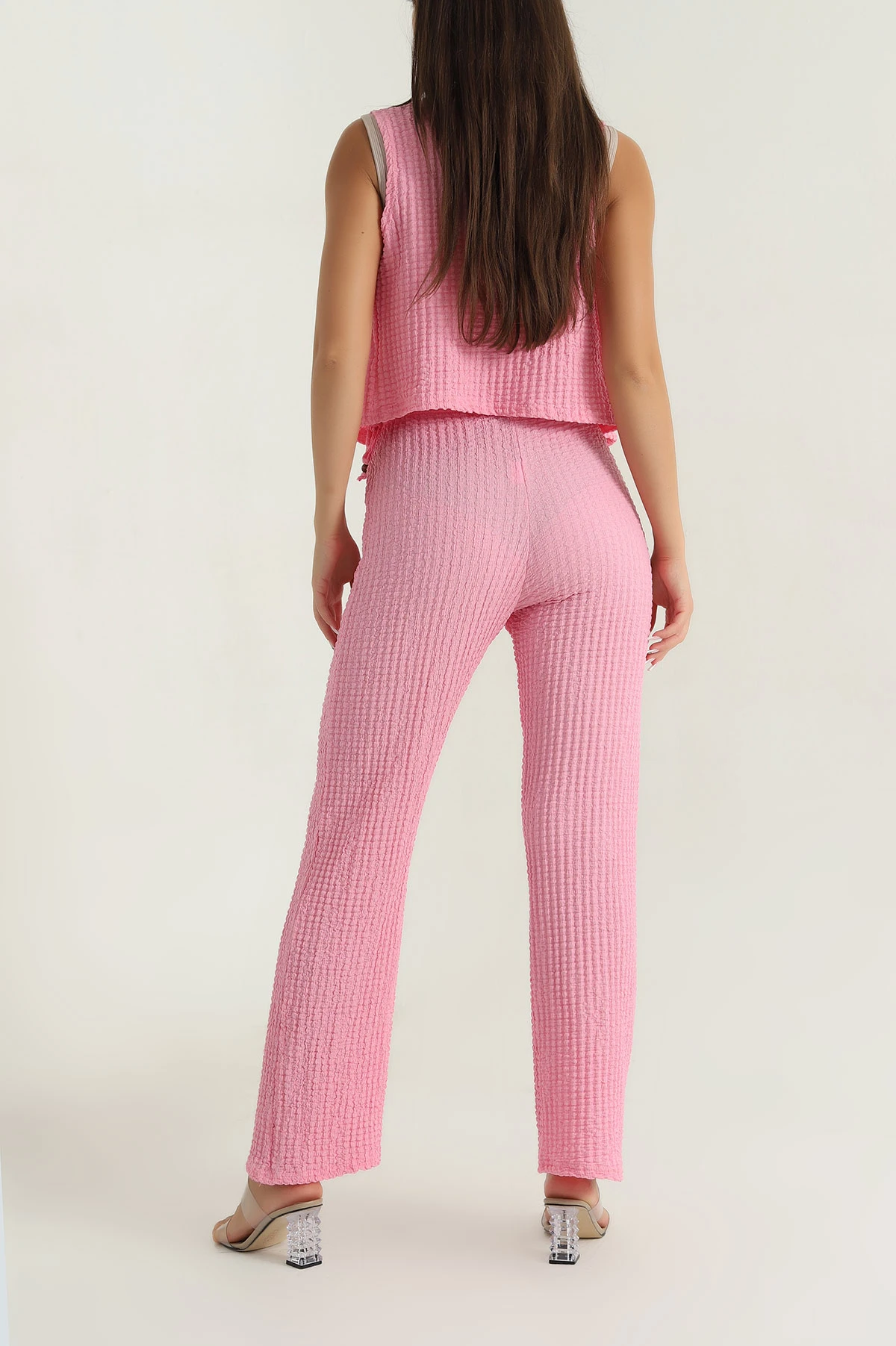 Pembe Gofre Tasarım Kadın İkili Takım 381563