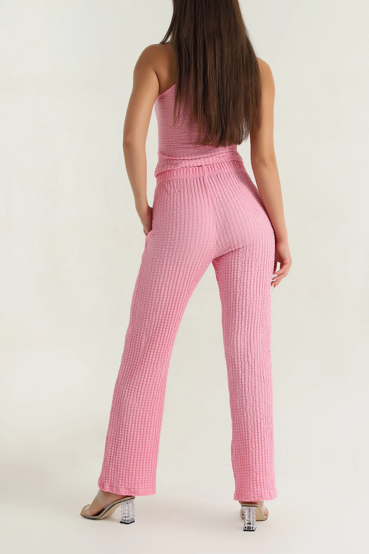 Pembe Gofre Tasarım Kadın İkili Takım 381569