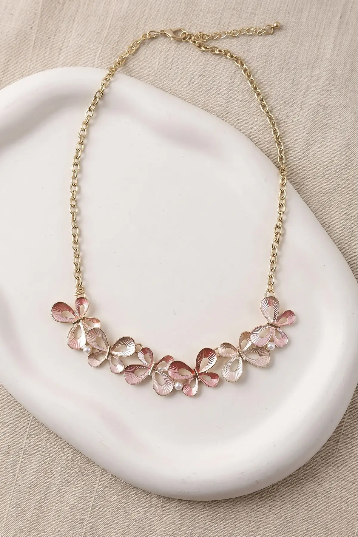 Pembe Gold    Kelebek Model Kalın Zincir Kolye 478023