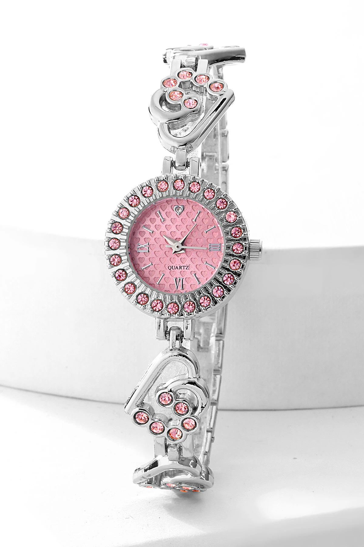 Pembe Gümüş Oval Çerçeveli Şık Kadın Saat 476678