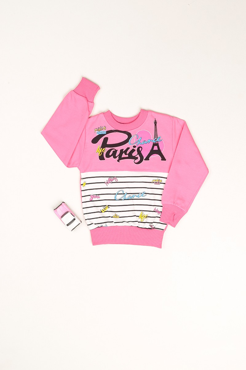 Pembe İçi Şardonlu Baskılı Kız Çocuk Sweat 80748