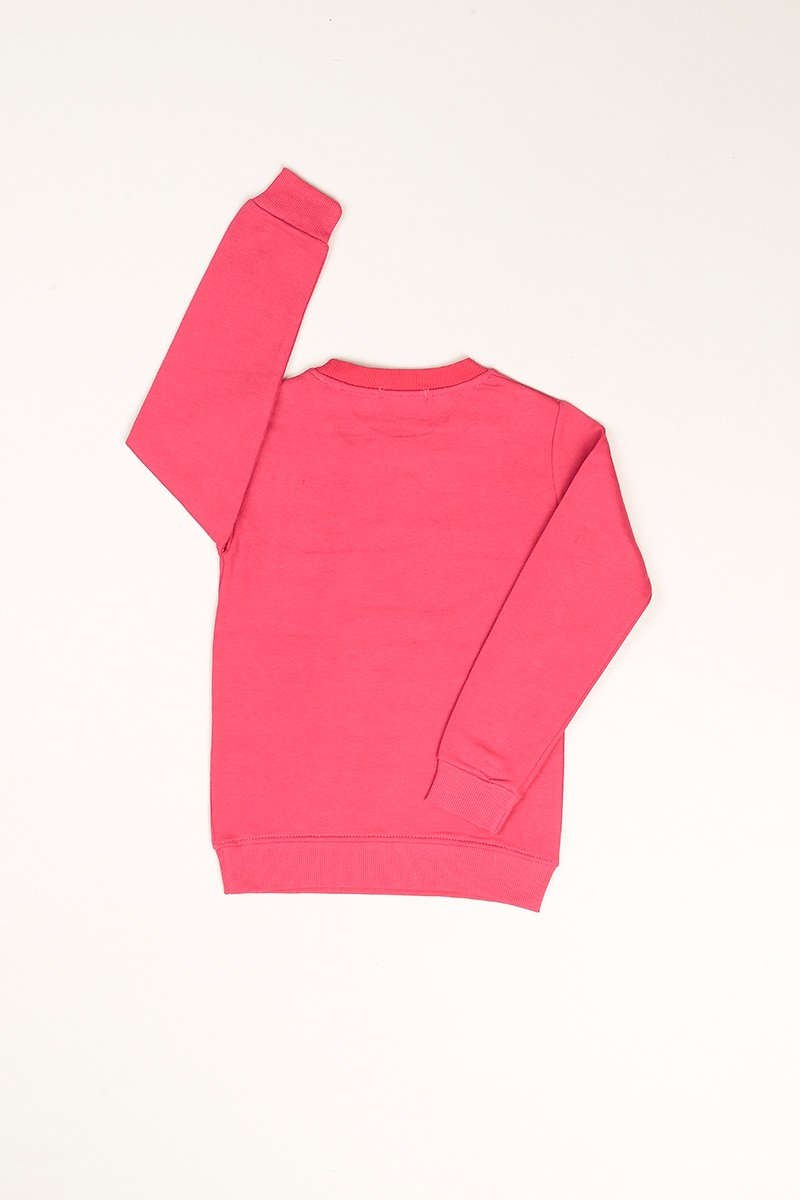 Pembe içi Şardonlu Kedi Baskılı Kız Çocuk Sweat 81105