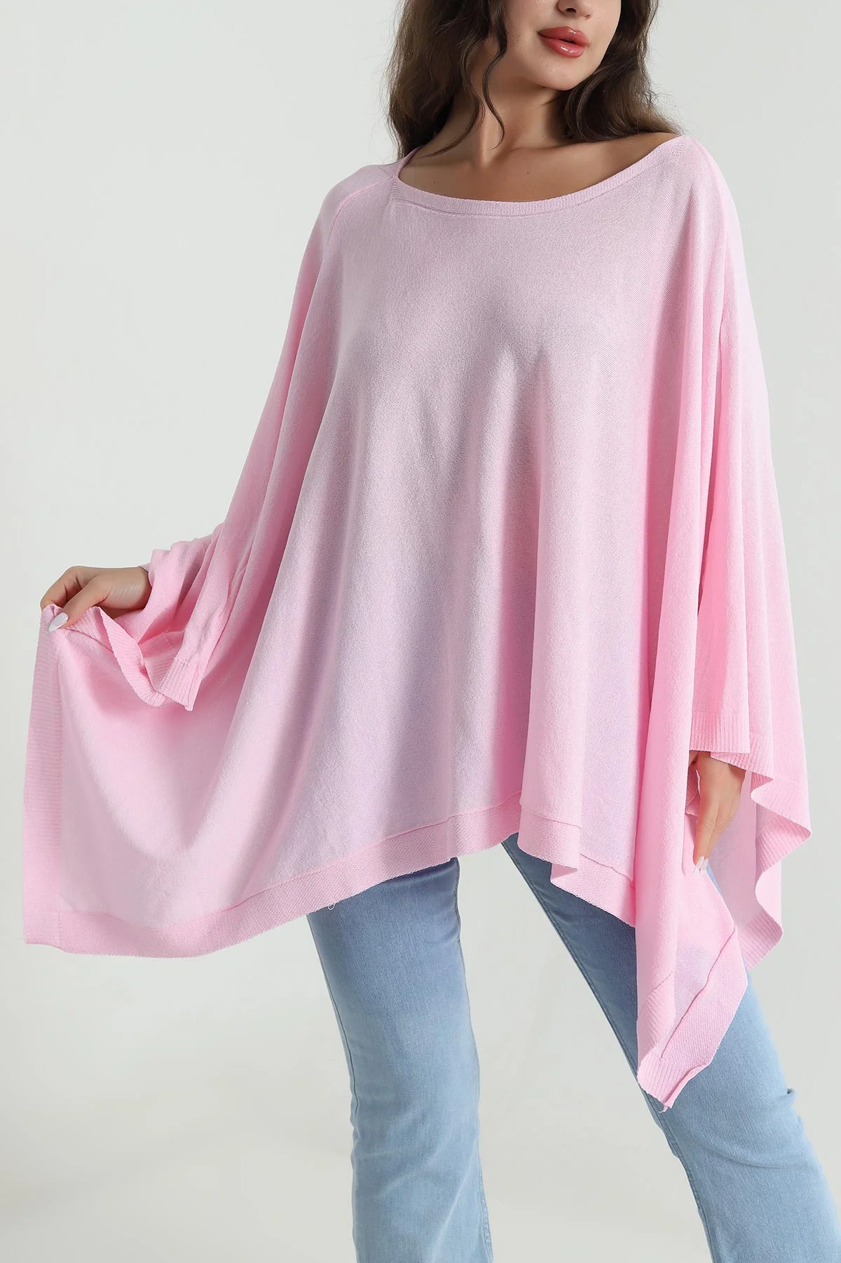 Pembe İnce Pera Kadın Pelerin 485327