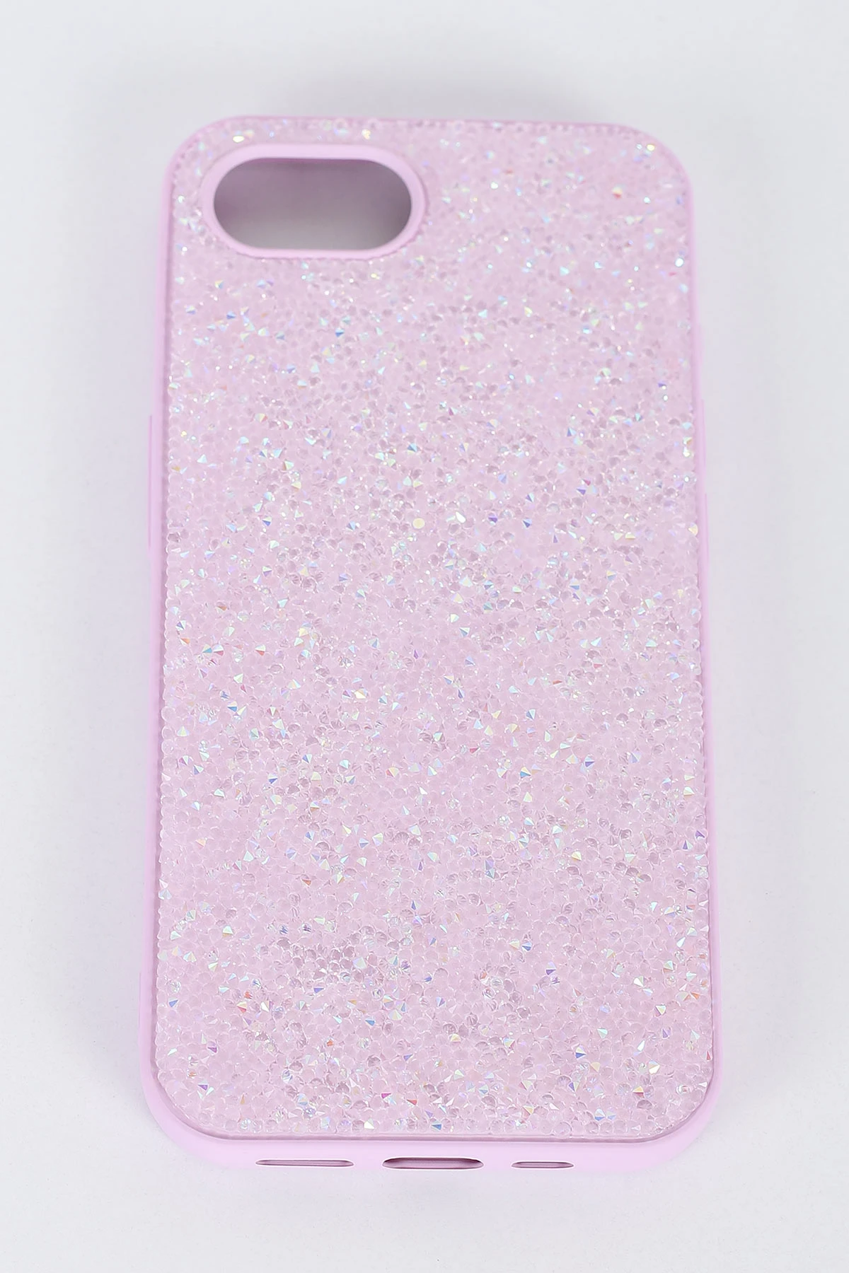 Pembe İPhone SE4 16E Uyumlu Taş Detaylı Glare Serisi Sert Slikon Telefon Kılıfı 396953