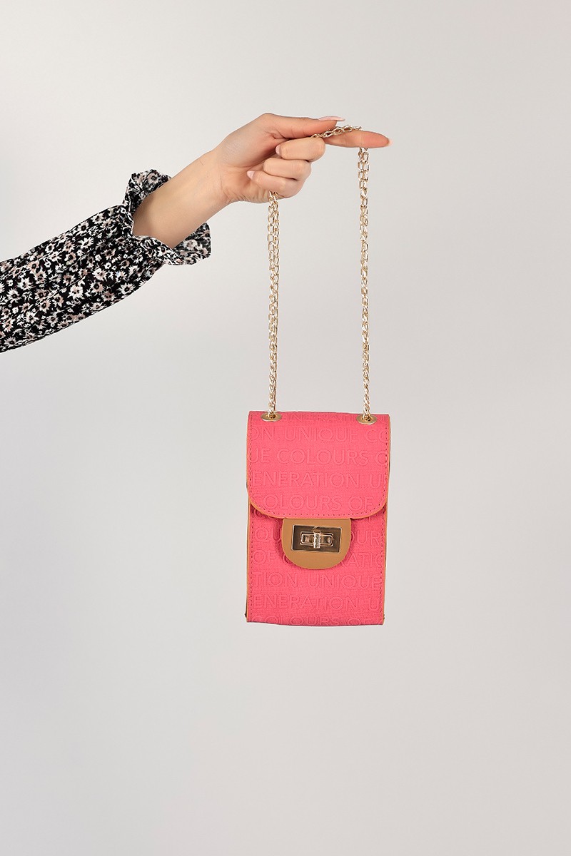 Pembe Kabartma Yazı Tasarım Omuz Çantası 104255