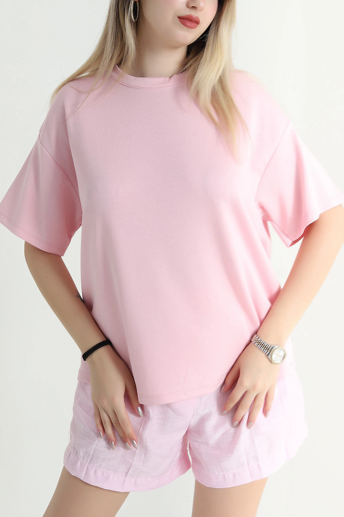 Pembe Kalp Detay Oysho Kadın Tişört 471429