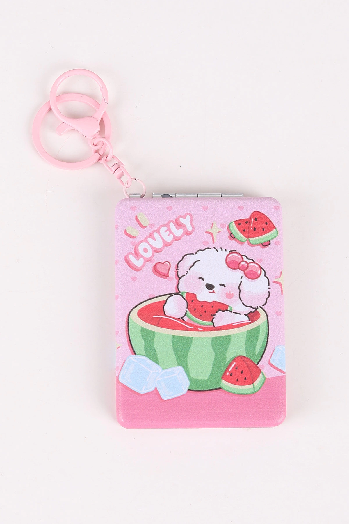 Pembe Kare Üzeri  Baskılı Cep ve Çanta Aynası 473842
