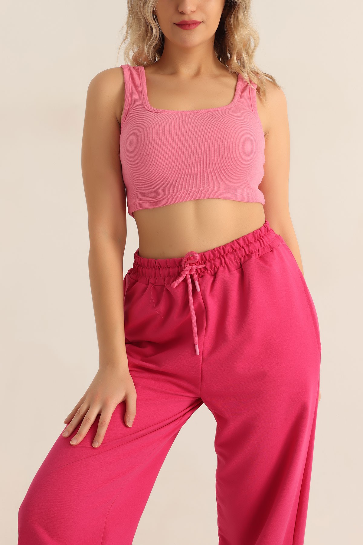 Pembe Kare Yaka Fitilli Atlet 180115