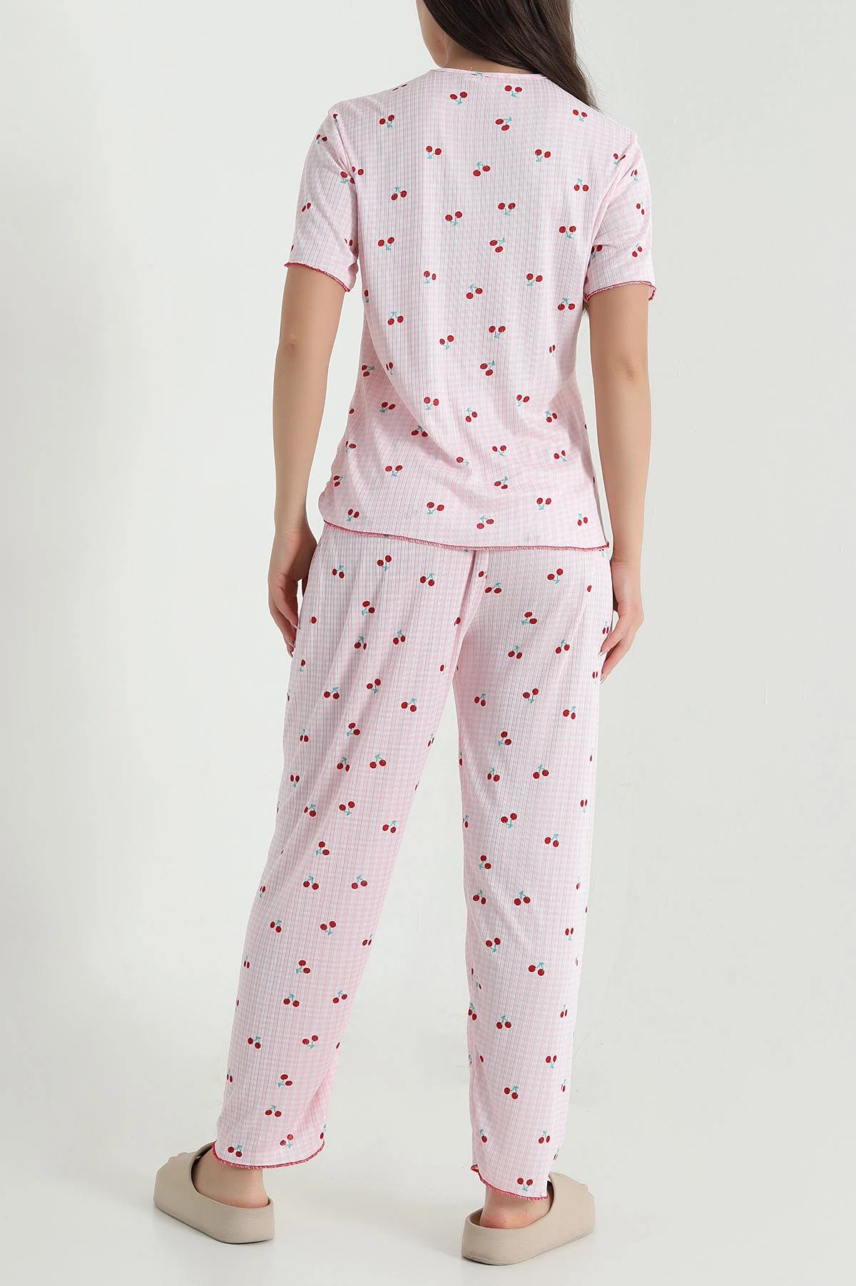Pembe Kaşkorse Kadın Pijama Takımı 460463