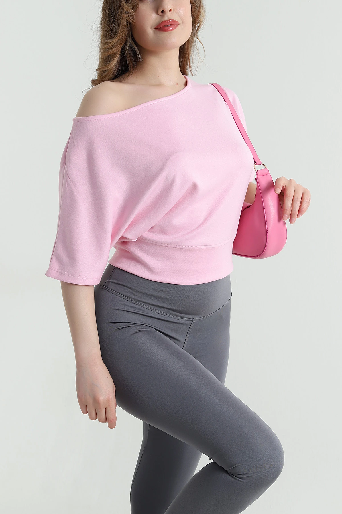 Pembe Kayık Yaka Yarasa Kol Oysho Kadın Bluz 465732