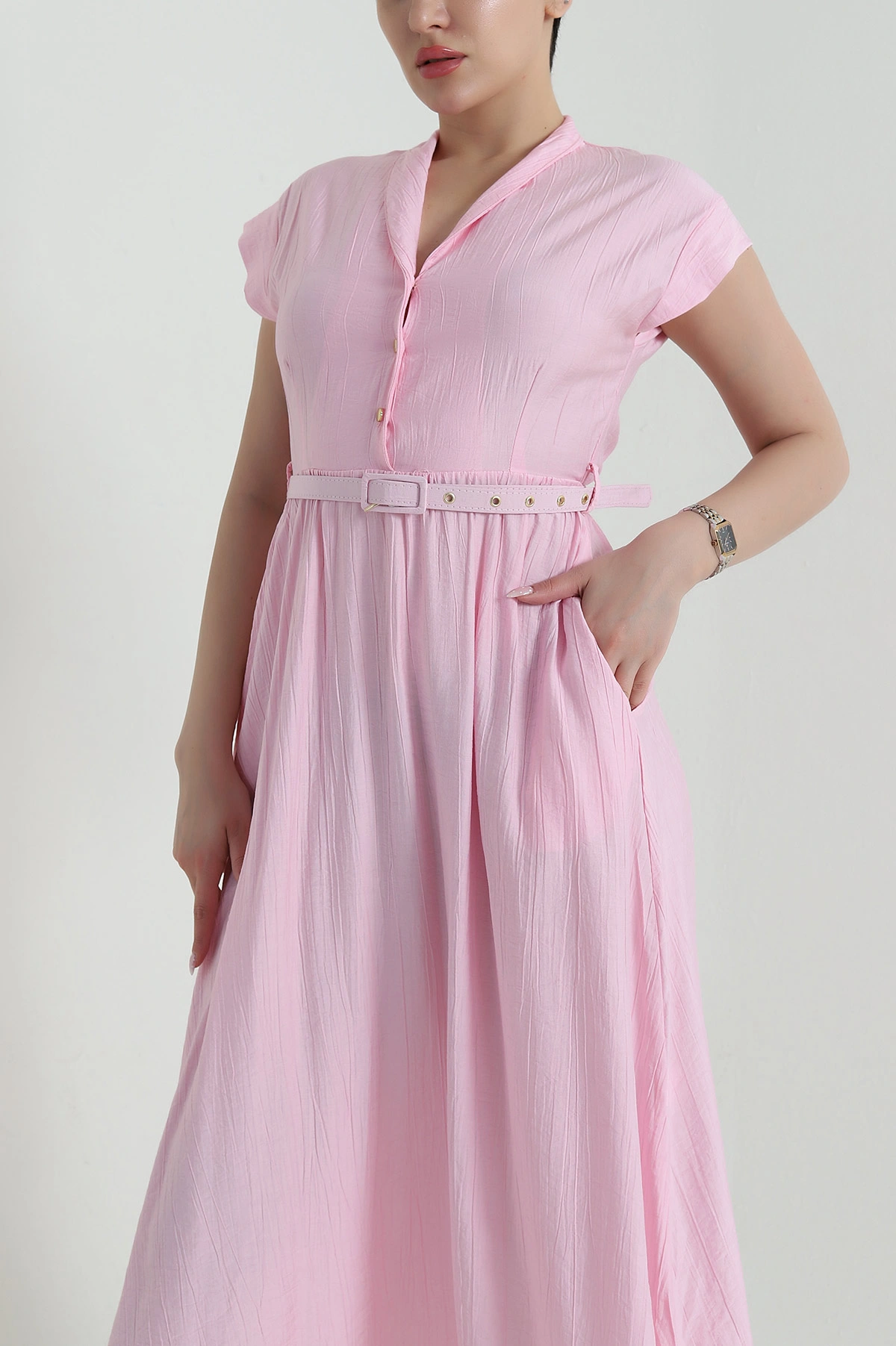 Pembe Kemerli Çilek Kadın Elbise 459534