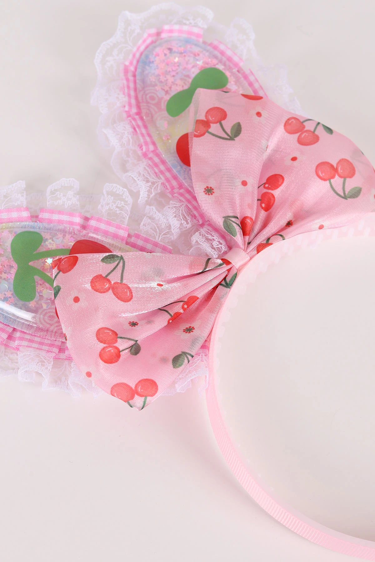 Pembe Kiraz Desen İçi Pullu Kız Çocuk Taç 463703