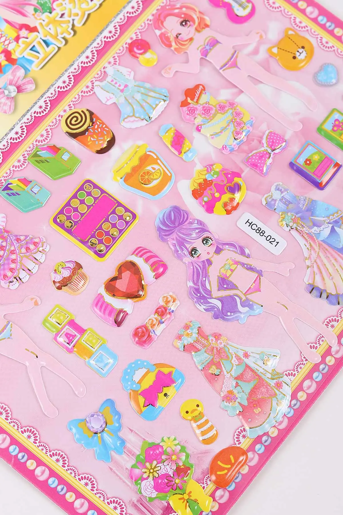 Pembe Kız Giydirme Sticker Set Karışık Eğitici Çıkartmalar 387496