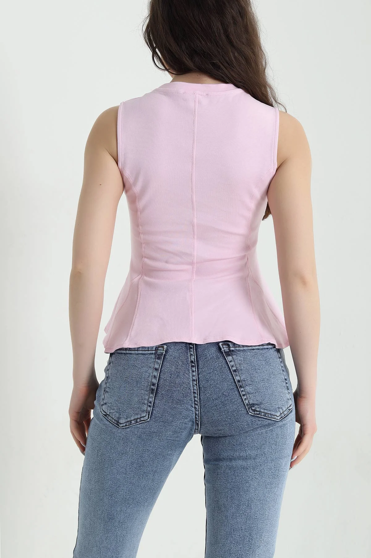 Pembe Kolsuz Ribana Kadın Bluz 448297