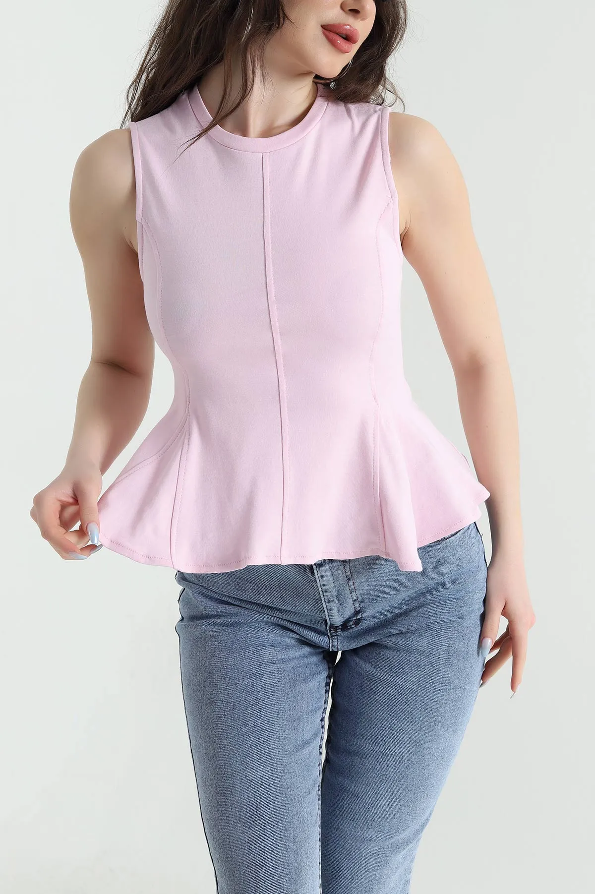Pembe Kolsuz Ribana Kadın Bluz 448297