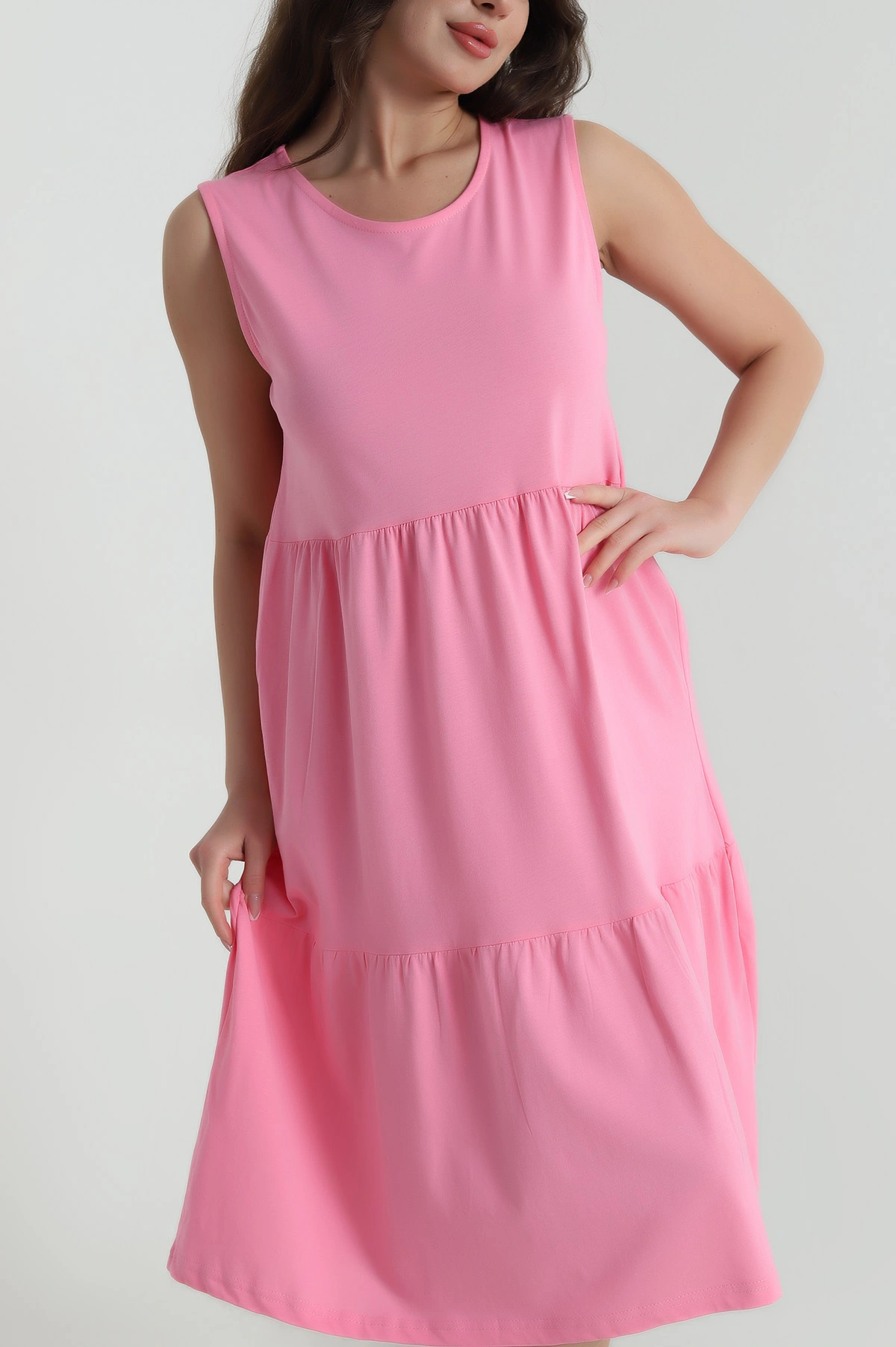 Pembe Kolsuz Süprem Kadın Elbise 459311