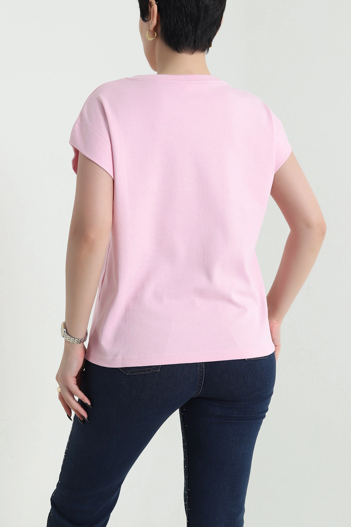 Pembe Kompak Kadın Kolsuz Tişört 453296