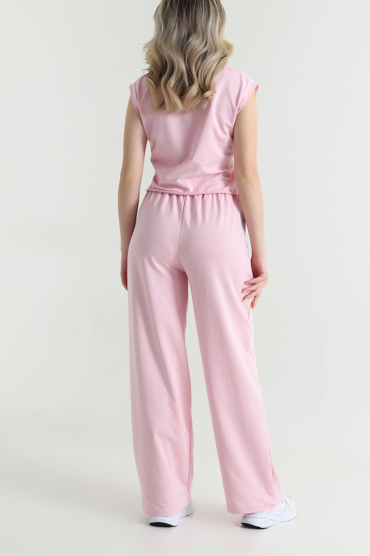 Pembe Kristal Bel Lastikli Kadın İkili Takım 465944