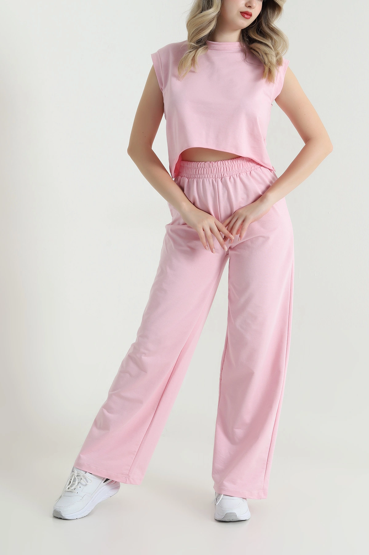 Pembe Kristal Bel Lastikli Kadın İkili Takım 465944