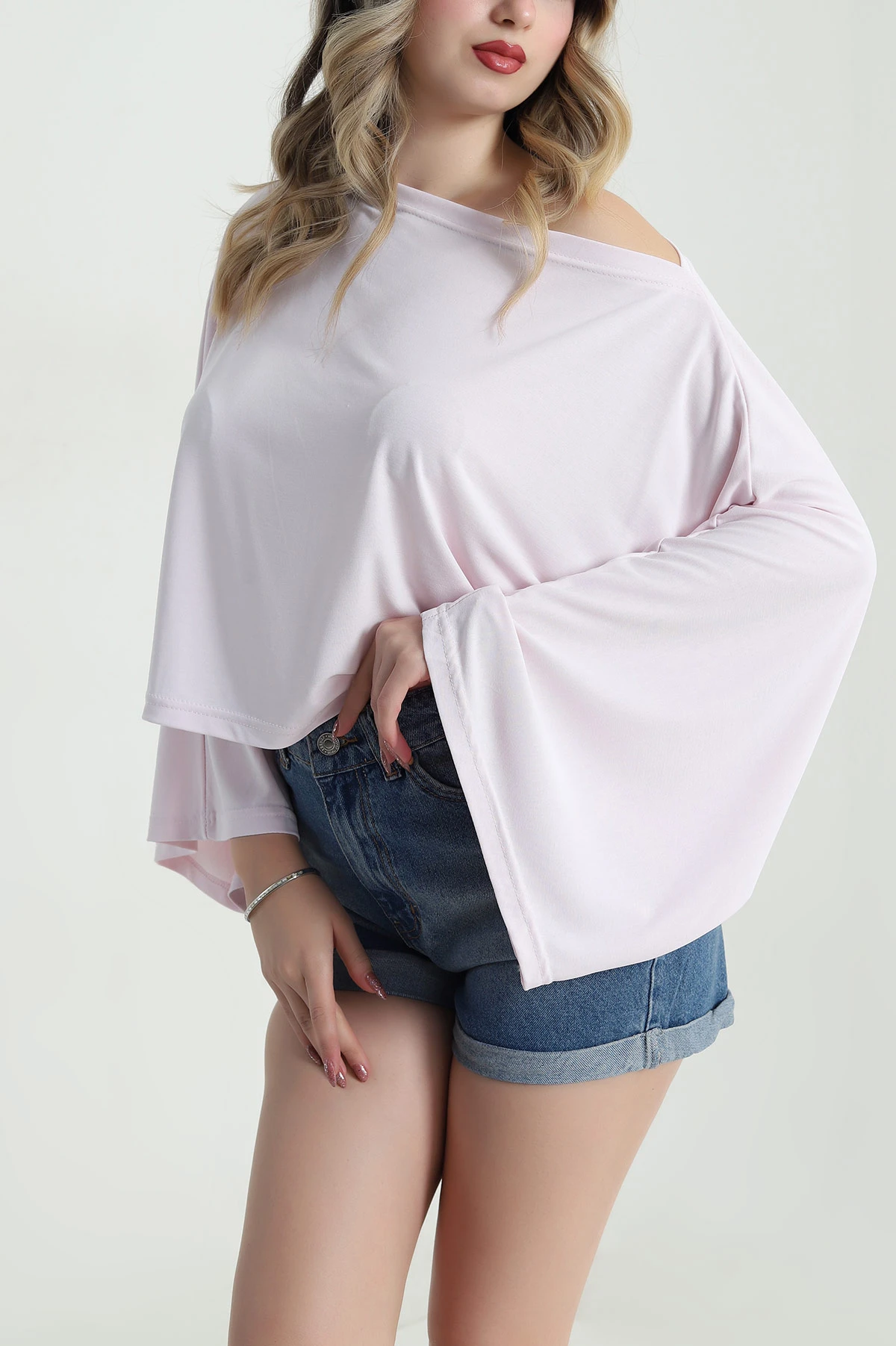 Pembe Kupralı Salaş Kadın Bluz 479558