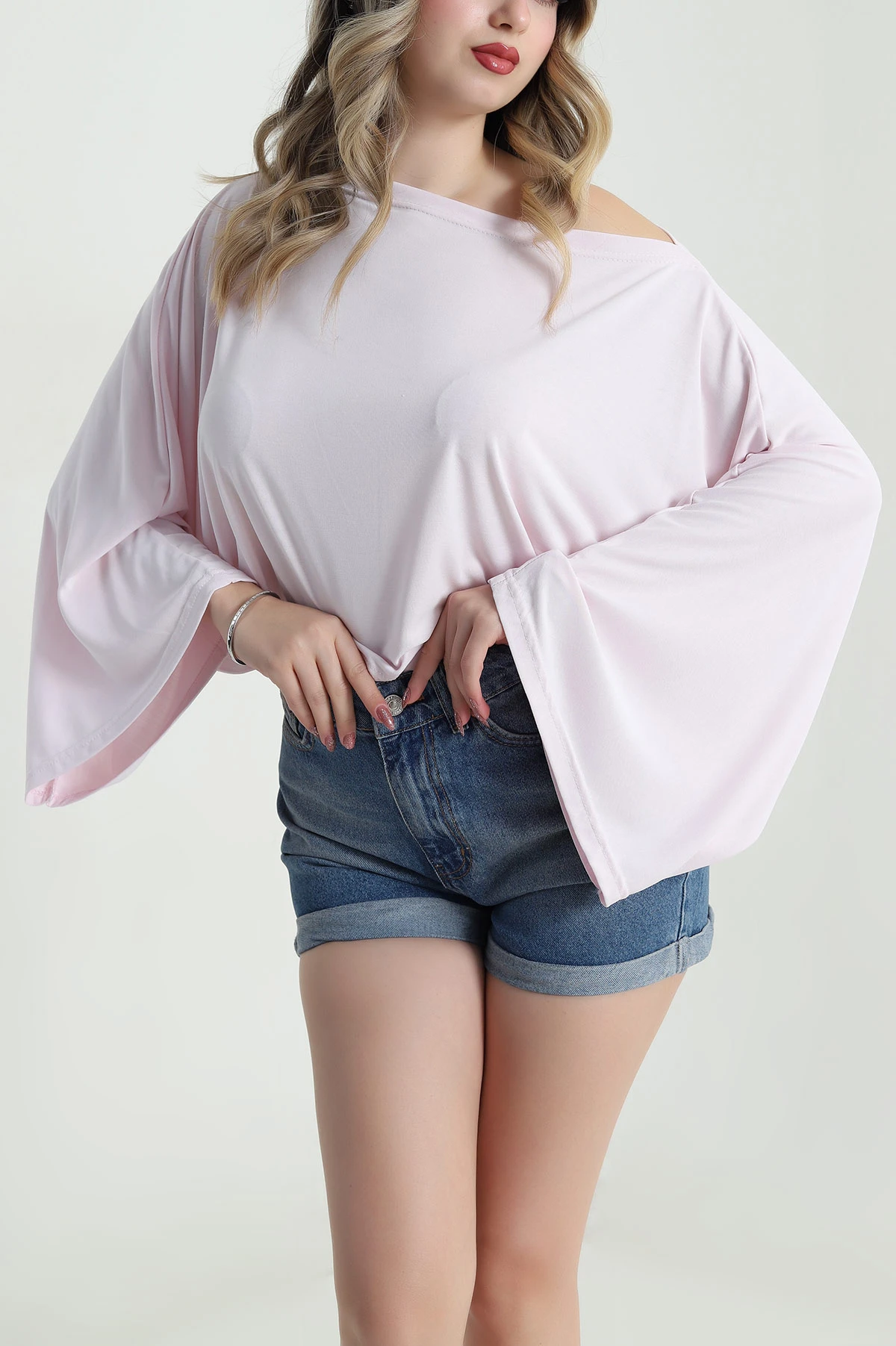 Pembe Kupralı Salaş Kadın Bluz 479558