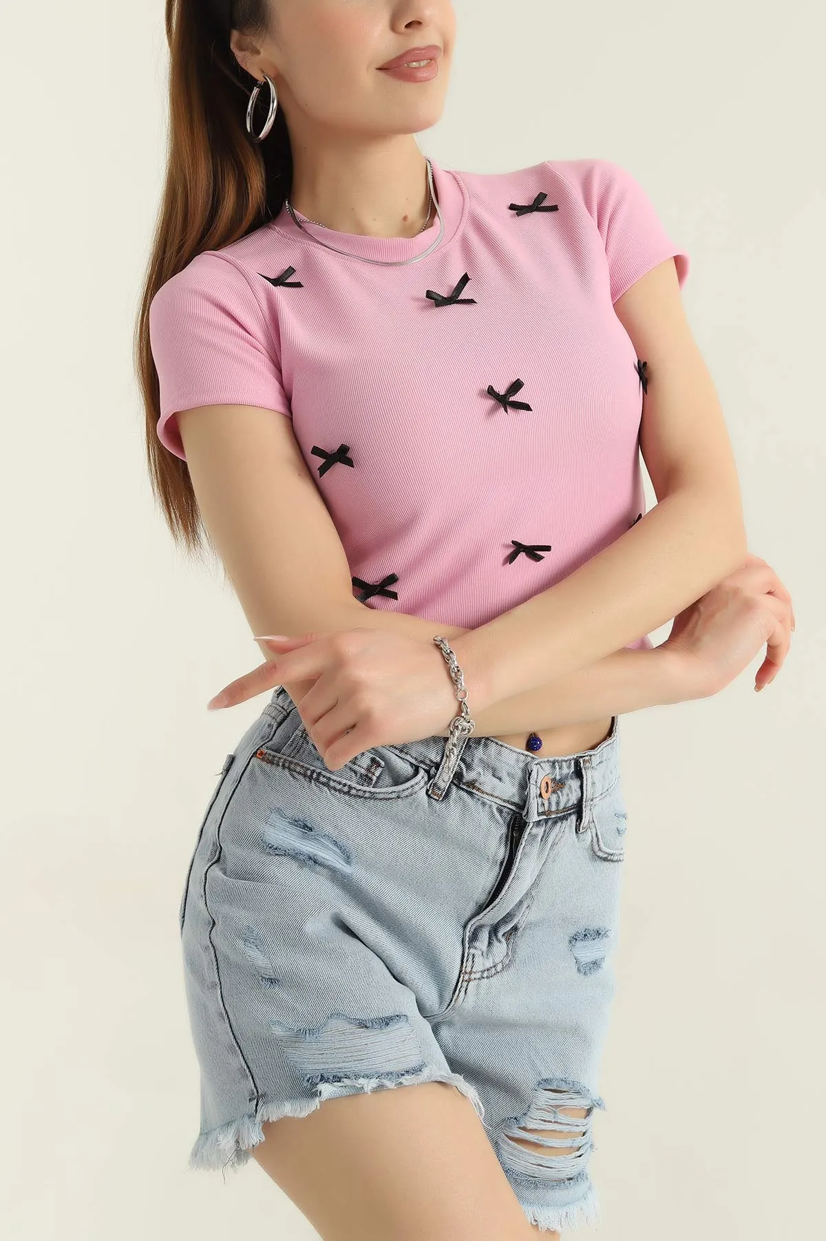 Pembe Kurdela Tasarım Ottoman Bluz 356010