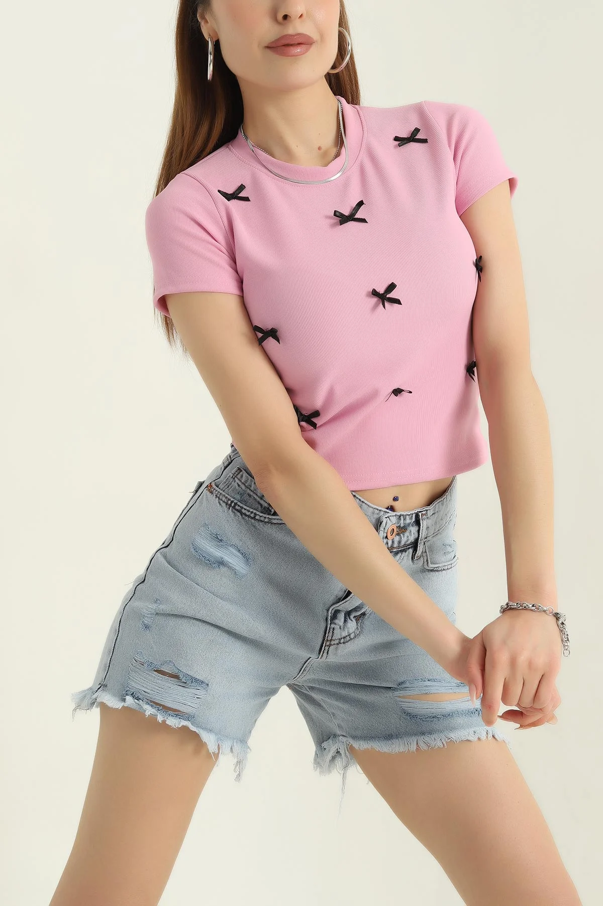 Pembe Kurdela Tasarım Ottoman Bluz 356010