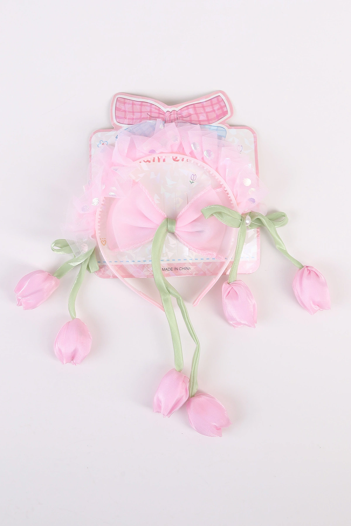 Pembe Lale Model Taç ve Toka Seti 485803