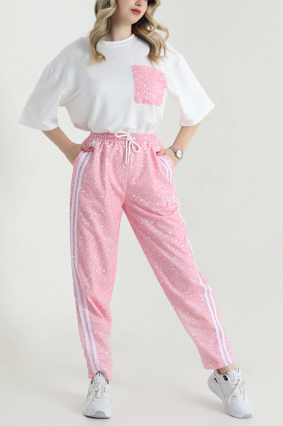 Pembe Leopar Desenli Oysho Kadın İkili Takım 472181