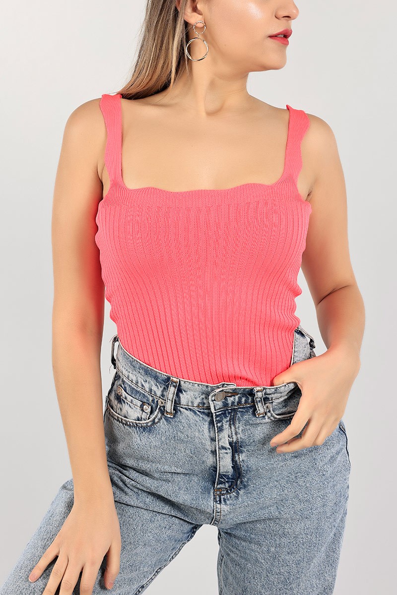 Pembe Likralı Askılı Bayan Üst 103719
