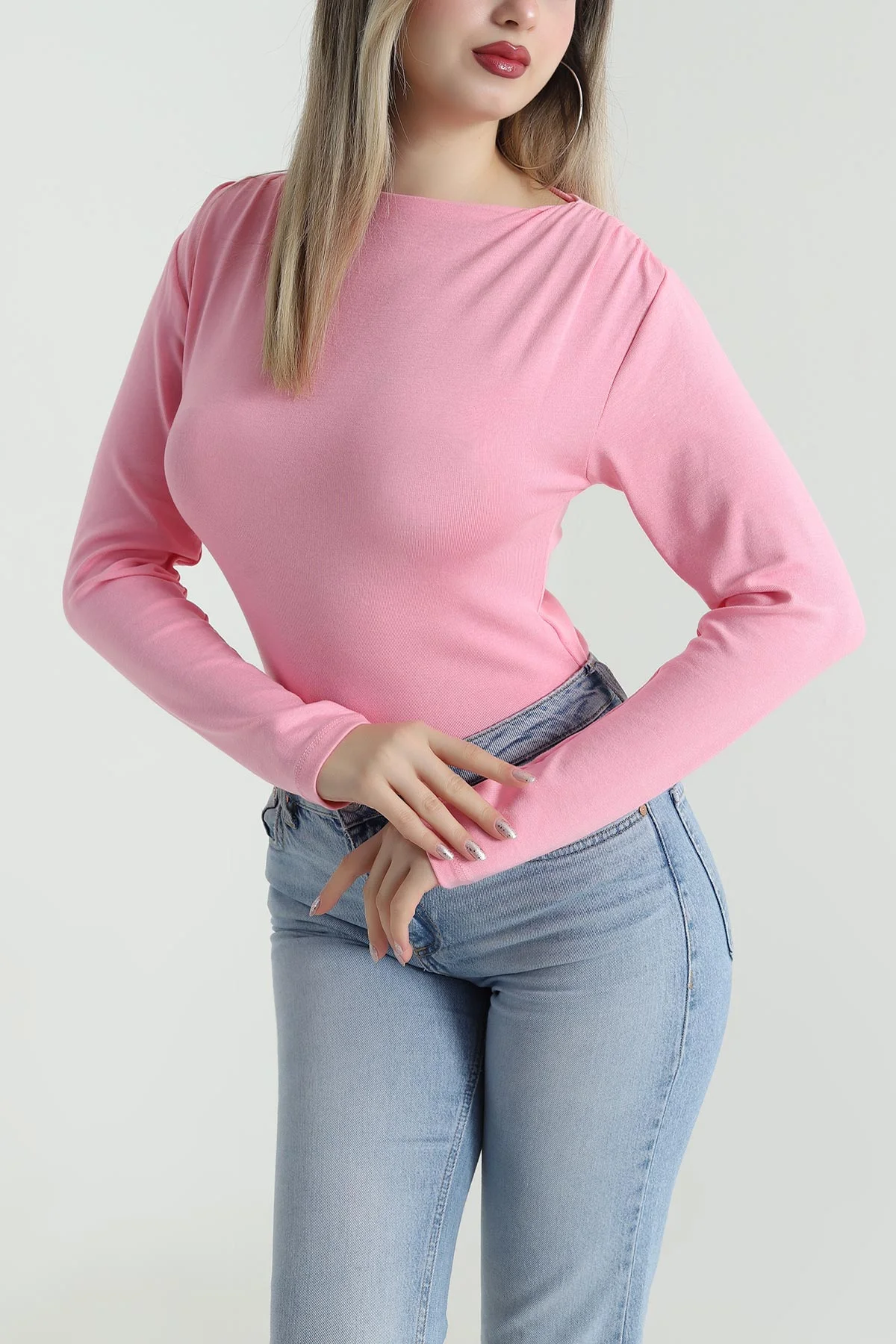 Pembe Lİkralı Kadın Body Bluz 490286