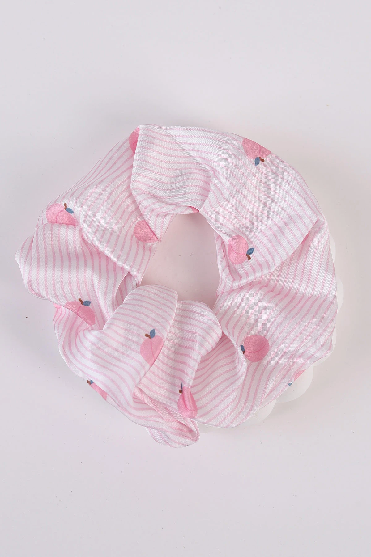 Pembe Meyve Desenli Saten Simit Toka 486104