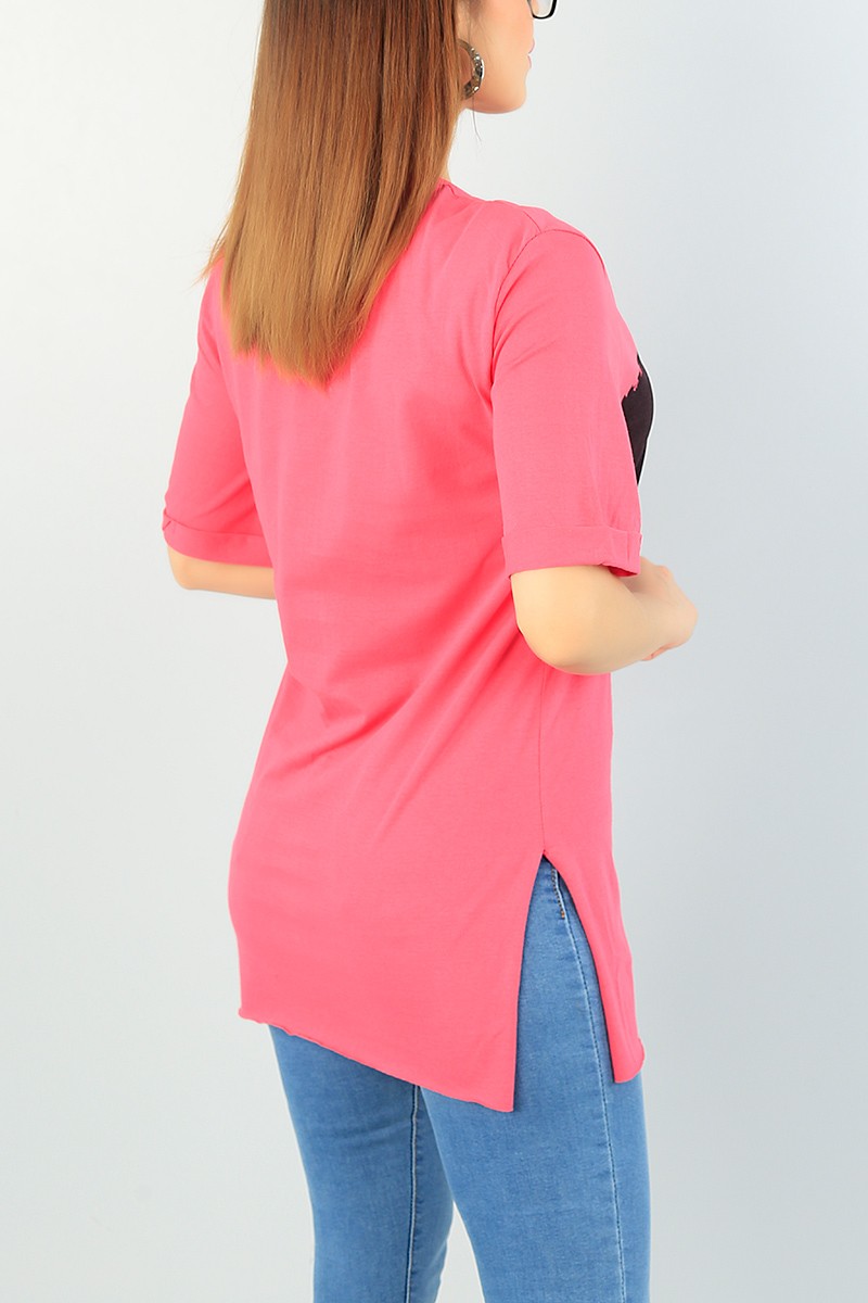 Pembe Mıckey Baskılı Bayan Tişört 66308